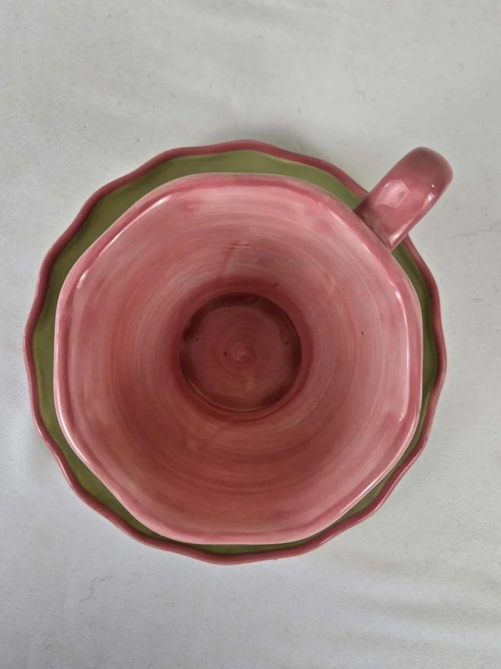 April Cornell Pink Flower Set 2 Snack Plates, Cup & Saucer, Creamer Contemporary